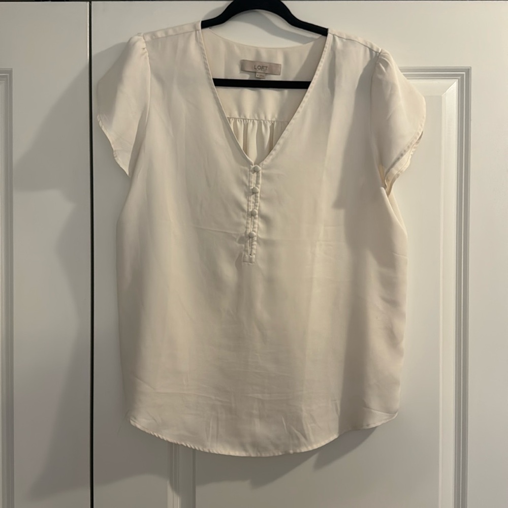 White dress blouse from LOFT; M; Good condition